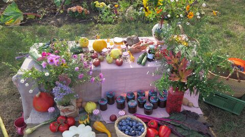 Schulgarten Ernte und Selbstgemachtes