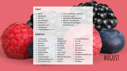 Saisonkalender August Saisonkalender August