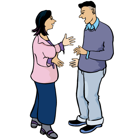 Frau und Mann sprechen miteinander